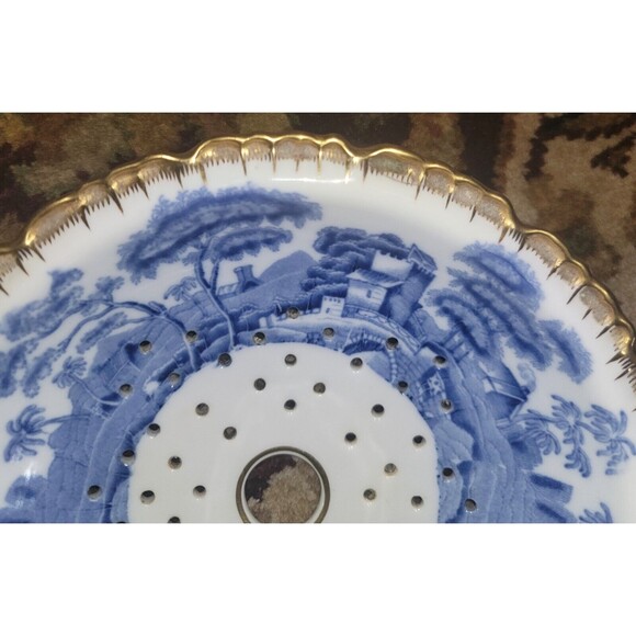 Spode Copelands China Blue Tower w Gold Scalloped edge Round Mezzanine Strainer - Picture 12 of 15